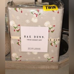 NWT Rae Dunn Twin Sheet Set with Snowman Design